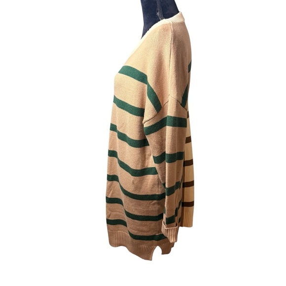 Blu Pepper | Cream and Brown Knit Mini Sweater Dress | Sz L - Picture 3 of 7